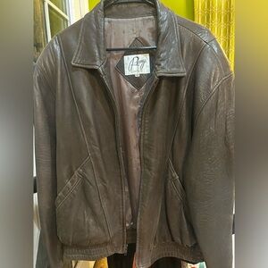 Remy Men's Dark Brown Leather Bomber Jacket size 44